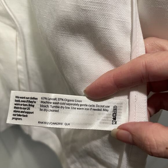 Eileen Fisher 3X Notch Collar Open-front Organic Linen White Blazer Jacket Pocke - Picture 11 of 12